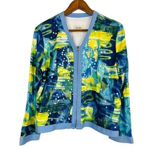 Vintage Neiman Marcus Exclusive Sequin Silk Jacket V Neck Country Club Glam - L